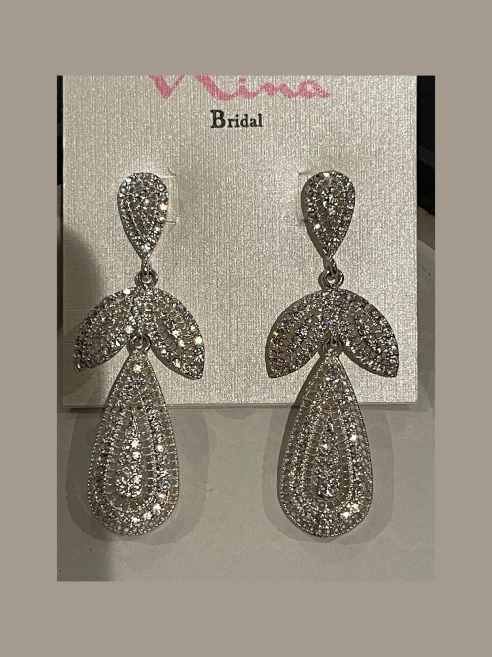 Nina MAEVE Filigree Chandelier Earrings Sparkly Crystal Teardrop NEW Drop Long